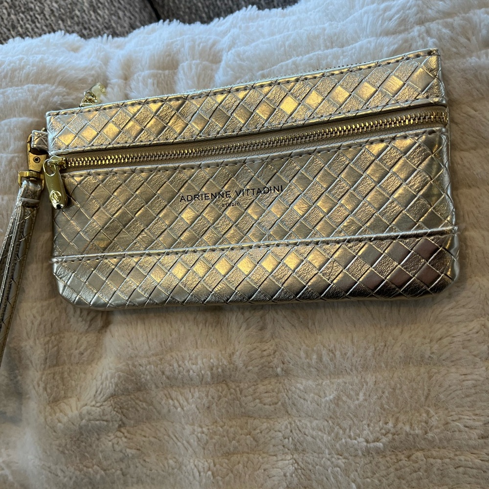 Adrienne Vittadini gold wristlet